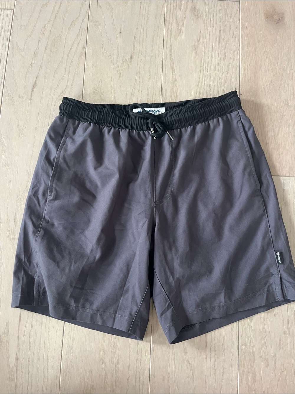 Men's Gray Swim Athletic Shorts Hybrids with Black Elastic Waist